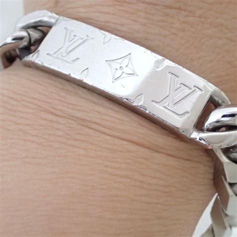 LOUIS VUITTON Bracelet Monogram Chain Metal Silver Unisex 